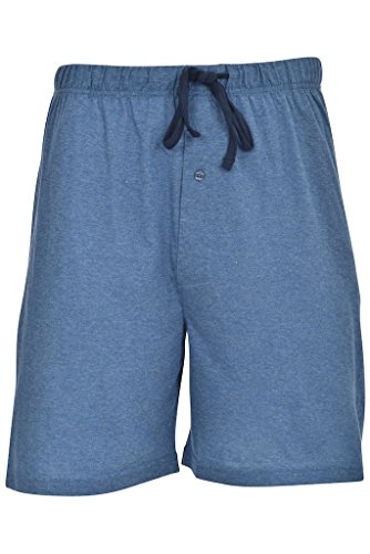 Hanes Men's 2 Pack Jersey Cotton Knit Tagless Sleep & Lounge Drawstring Shorts, Chambrey Blue Heather/Bright Navy, Medium2