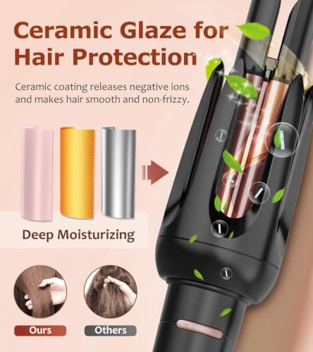 Image of Auto Hair Curler, Automatic Curling Iron Wand with 4 Temperatures & 3 Timers & LCD Display (Black)