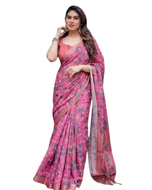 Linen cotton Printed Women's Traditional Stylish with Designer blouse-Designer saree-14-picture-52