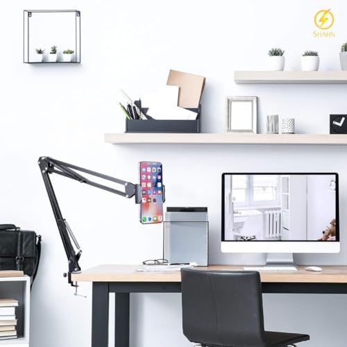 Image of Shahn Tablet & Phone Holder, 360 Adjustable Extending iPad Holder Stand for Bed Long Arm Phone Mount for Desk Compatible with for Tablet /iPad /iPhone /Smartphone (4.7 inch-11 inch Devices)