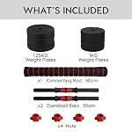 2in1 Fitness Hantelset Jimmy, 30mm Kurzhantelset Kurzhantelstange und Langhantelstange mit Gewichten, Fitnessgerät aus Kunststoff für Zuhause, HomeGym - – Bild 3