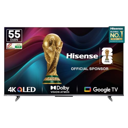 Image of Hisense 139 cm (55 inches) E68N Series 4K Ultra HD Smart Google QLED TV 55E68N (Grey)