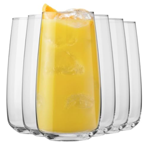 Krosno Highball-Gläser 6er Set – 620 ml Nutzvolumen (700 ml Gesamt), Kristallglas für Wasser, Saft, Cocktails & mehr. Spülmaschinenfest, bleifrei, modern & langlebig.