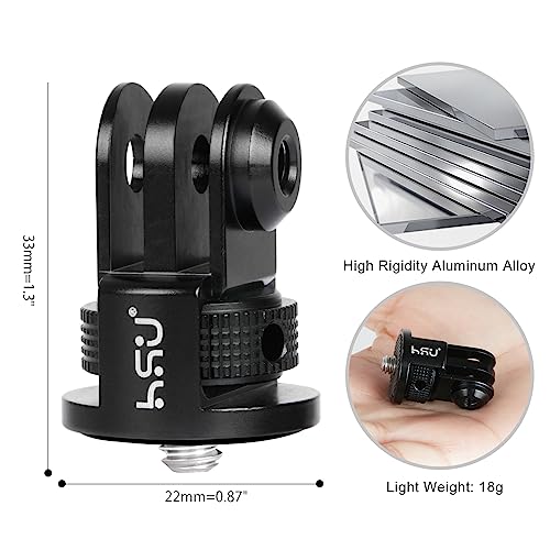 Image of HSU Aluminum Tripod Mount Adapter, 1 /4 inch 20 Mount for GoPro Hero 13 /12 /11 /10 /9 /8 /7, X4 /X3 /X2 /X /RS /R and Other Cameras (Black)