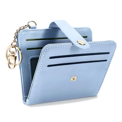 Image of Airkit Small Wallet Women RFID, PU Leather Card Holder with Keychain | Slim Compact Zipper Coin Purse for Ladies, Travel Holiday Gifts for Mom, Cute Mini Bifold Wallets