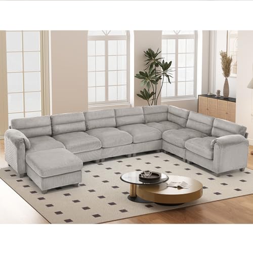 HAOMARKETS 135” Modular Sectional L Shaped Corner Sofa with Movable