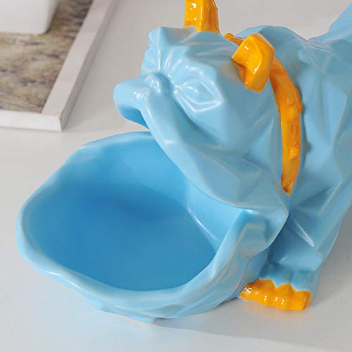 Petite statue bouledogue abstrait céramique bleu artisanat - 4