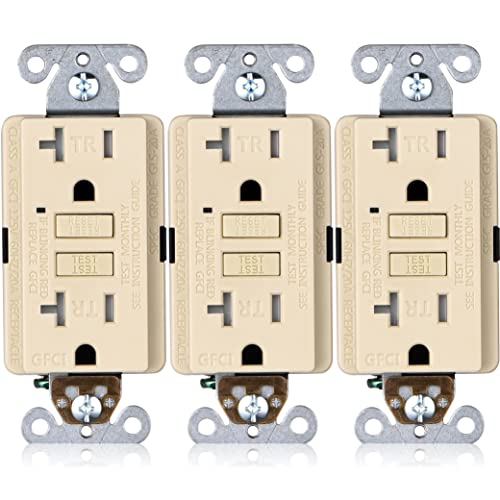 Faith [3-Pack] 20A Gfci Outlets, Tamper-Resistant Gfi Duplex Receptacles With Led Indicator, Self-Test Ground Fault Circuit Interrupter, Etl Listed, Ivory, 3 Piece #TOP30