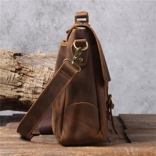 Vintage Messenger Bag Men's Handheld Briefcase Leather Shoulder Computer Bag3