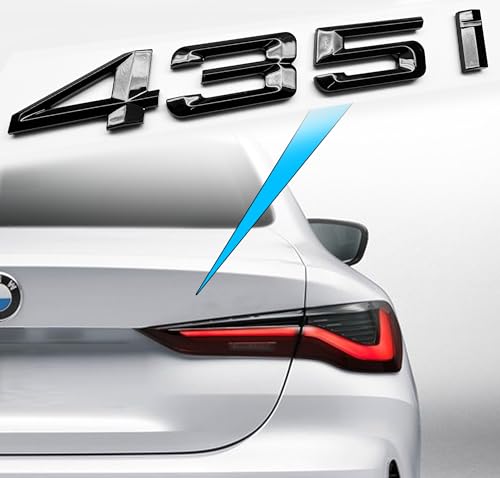 Image of 435i Rear Gloss Black 3D Trunk Lid Car Badge Emblem Decal Number Letter for BMW 4 Series with Adhesive Backing