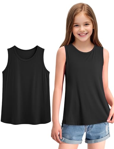 Image of KEREDA Girls Tank Tops Flowy Loose Fit Sleeveless Shirts Summer Tunic Tops