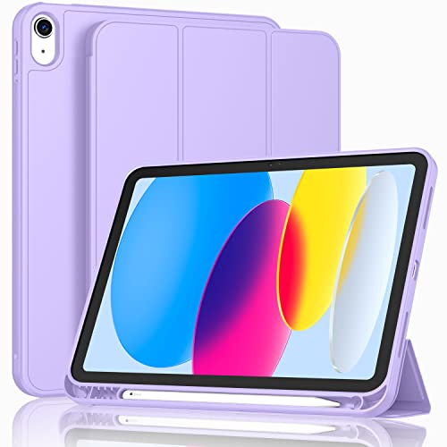 Image of ToaPoia Case for iPad (A16) 11 Inch 2025 /iPad 10th Generation 10.9 Inch 2022, Slim Trifold Stand Protective Cover with Pencil Holder and Soft TPU Back,Support Auto Sleep /Wake (Clove Purple)