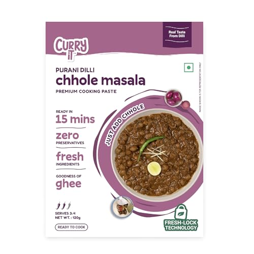 Image of CURRYiT Purani Dilli Chole Masala Curry Paste | Ready to Cook in 15mins | Just Add Kabuli Chana | Made with Ghee | No Preservatives | Enjoy with Chawal, Puri, Bhature | Indian Masala Wet Marinade 120g