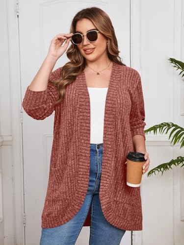 Image of BELAROI Women Plus Size Cardigan Sweater Fall Outfit