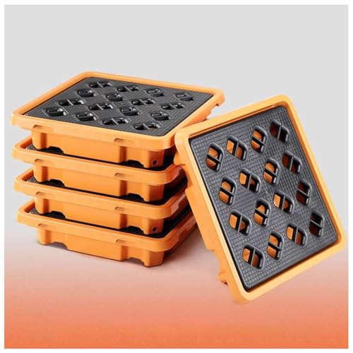 Palé modular de contención de derrames, plataforma de plástico con rejillas para almacenes industriales, 67,5 x 67,5 x 15 cm, 1 paquete, ideal para almacenamiento de materiales peligrosos