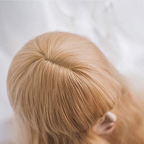 Long Wavy Blonde Wig Bangs - Natural Synthetic Hair Lolita Wigs With Wig Cap For White Women Cosplay And Daily Wear #TOP4
