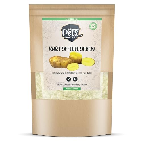 Pets Protect Copos de patata para perros y gatos, 1 kg, aditivo Barf en calidad alimentaria, fabricación alemana, sin cereales y sin gluten, copos sin aditivos artificiales para perros
