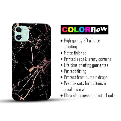 Image of COLORflow Back Cover Compatible with iPhone 11 | Beautiful Black Golden Marble | Designer Printed Hard CASE Bumper Back Cover Compatible with iPhone 11