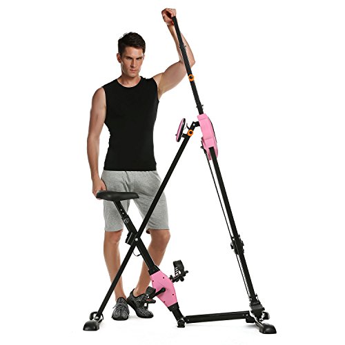 Home Stair Climber Machine, Folding Vertical Climber Cardio Exercise Machine Home Fitness Stepper Gym Exercise Bike for Total Body Workout Training (Pink) - Thumbnail 4