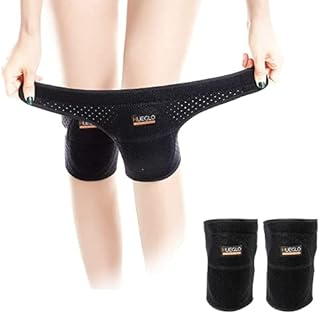 HUEGLO Adjustable Protective Soft Sponge Dance Knee Pad for Women Girls, Stabilized Cushiony Breathable Knee Pads for Dancing/Yoga/Sports/Exercise/Volleyball 2Packs Dance Protector, Black M