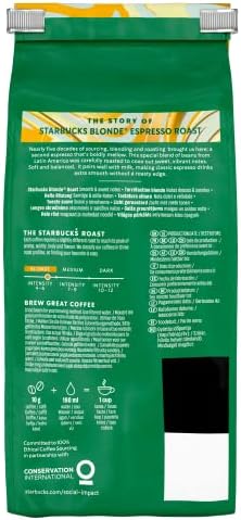 Starbucks Blonde Espresso Roast Coffee Beans 450g bag (Pack of 4)