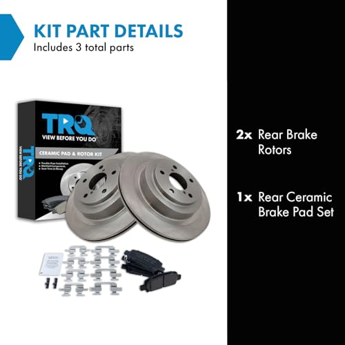 Image of TRQ Rear Brake Pad and Rotor Set Ceramic Compatible with 2005-2009 Subaru Legacy