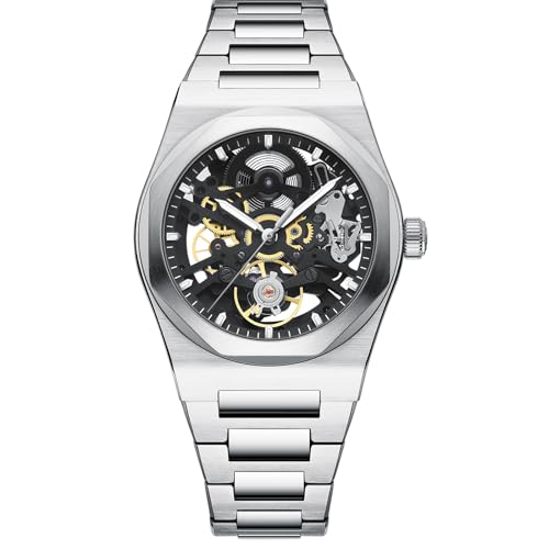 BETTIMER �����Y �������� �X�P���g���f�U�C�� ���������������[�u�����g (38.5mm) 316L �X�e�����X�X�`�[�� 10�C���h�� �������� ���ɋ����T�t�@�C�A�N���X�^���t��, �V���o�[, �u���X���b�g