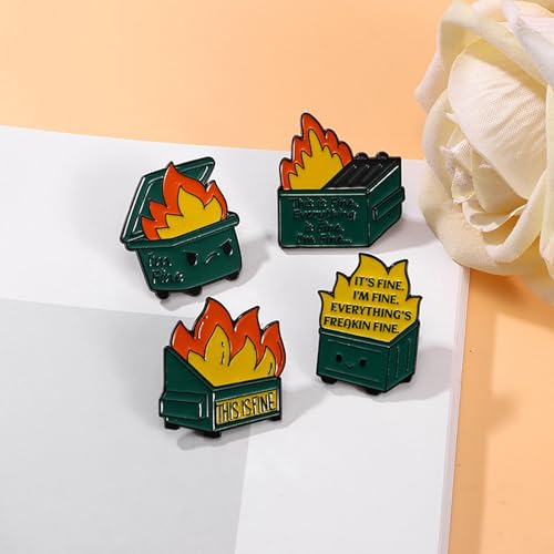 Image of 20 Pcs Dumpster Fire I'm FIne Lapel Pins, Cute Desk Accessories, Gag Gifts, Funny Gifts for Coworkers and Employee Appreciation