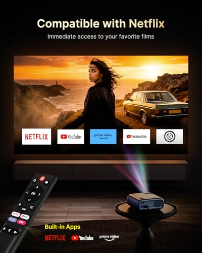 Image of NexiGo PJ40 Ultra Outdoor Projector, Compatible with Netflix /YouTube /Prime Video, 800 ANSI Lumens, AI Image Enhancement, Native 1080p Video Projector, 20W Speaker, Auto Keystone