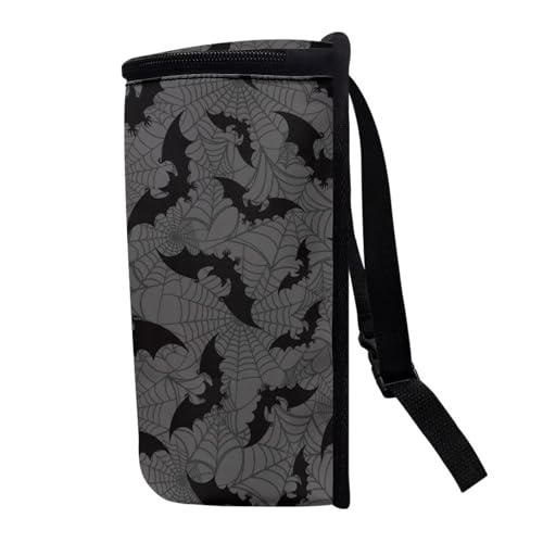 Image of Talayituse Bat Spider Web Print Car Trash Can with Adjustable Straps, Car Trash Bag Bin Halloween Decoration Car Garbage Bag Multipurpose Storage Box for Vehicle Travel Camping Picnicing