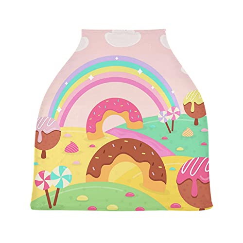 カラフルかわいいベビーカーシートカバーキャノピー伸縮性看護カバー幼児用母乳の男の子の女の子のための通気性防風冬のスカーフ