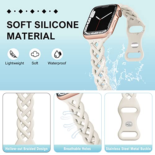 Image of Braided Silicone Bands Compatible with Apple Watch Women Slim Thin Narrow