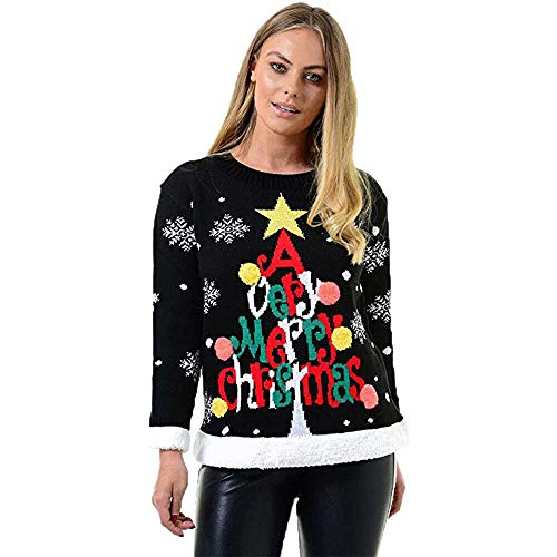  STAR FASHION Femmes Tricoté Longue Manche Renn...