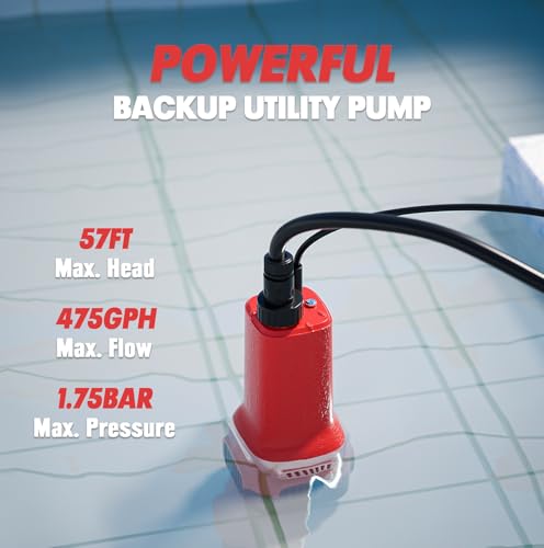 Image of Cordless Water Transfer Pump Compatible with Milwaukee 18V Battery(Tool Only), 475GPH Portable Rain Barrel Pump W /8.5ft Garden Hose, Electric Submersible Utility Sump Pump for Pond Tank Barrel Pool