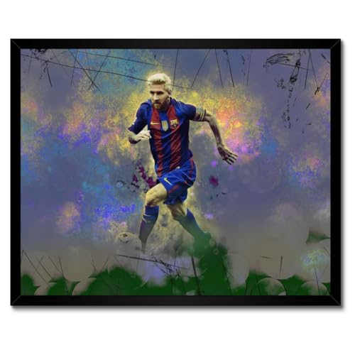 Poster Lionel Messi encadré blanc 50 x 40 cm tableau mural salon H2632M