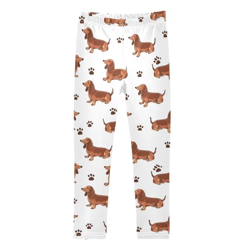 Dachshund Dog Paw Girls Leggings Kids Yoga Pants Dance Active Tights 4T