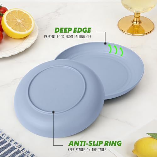 Image of 6PCS Outdoor Dinner Plates Set, 9In Unbreakable Wheat Straw Plate