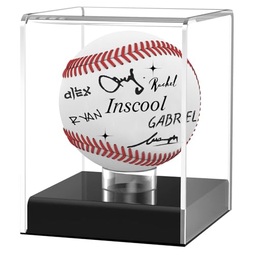 Inscool Acrylic Baseball Display Case, UV Protected Clear Display Cube, Memorabilia Baseball Case (Rounded Base)