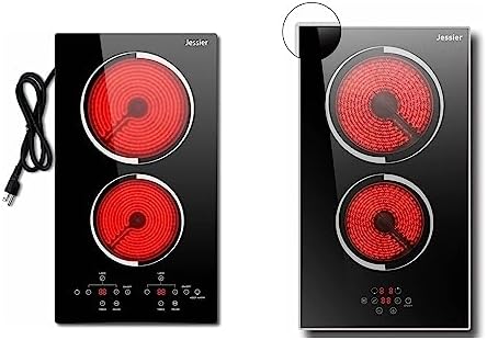 Jessier 2 Burners Electric Cooktop Plug in 110V with 2 Burner Electric Cooktop 220V