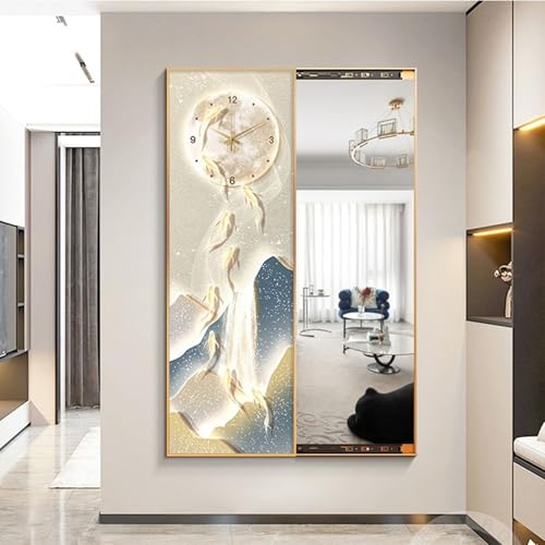 Decoración de arte de pared de espejo deslizante silencioso oculto, pintura colgante decorativa de arte moderno 3d, espejo de tocador de espejo de cuerpo entero de alta definición deslizante invisib