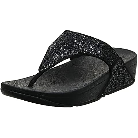 Fitflop Women's Lulu Glitter Toe-thongs Open Toe Sandals, Black Black Glitter 339, 7 UK Cover