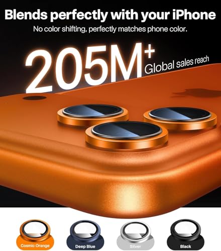 Image of Premium Camera Lens Protector Compatible For iPhone 17 Pro Max (Orange) Camera Lens Protector - 9H Tempered Glass, Military-Grade Anti-Scratch, Case-Friendly, Easy Install Frame