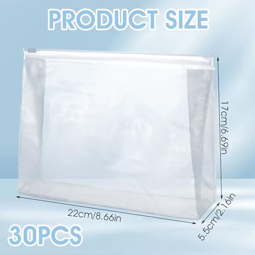 30 PCS Small Clear Makeup Bag, Mini PVC Waterproof Cosmetic Organizer Bags Portable Swimsuit Storage Bag Clear Organizer Pouches with Zipper for Women Men Travel Toiletry Vacation, 8.7" x 6.7"2