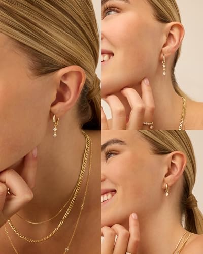 PAVOI 18K Gold Plated Huggie Earrings and Charm Set for Women | Mix and Match Earring Pack with Cubic Zirconia Pearl Opal Star Heart Evil Eye Snake Boho Charms4