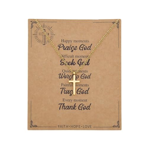 Christian Gifts for Women Necklace Faith Prayer Catholic Religious Gifts for Gf Pendant Cross Necklace First Holy Communion Baptism Confirmation Gift Ideas God Daughter Christmas Birthday Gift Ideas