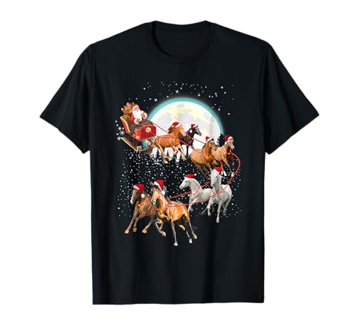 Horse Christmas Xmas Tree Horseback Riding for Women Girls T-Shirt