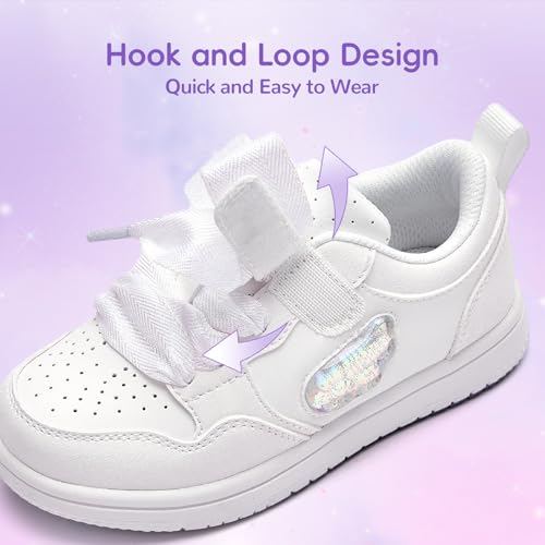 Balabala Little Girls Sneakers with Cute Bow Tie, Toddler Lightweight Comfortable Hook and Loop Casual Shoes3