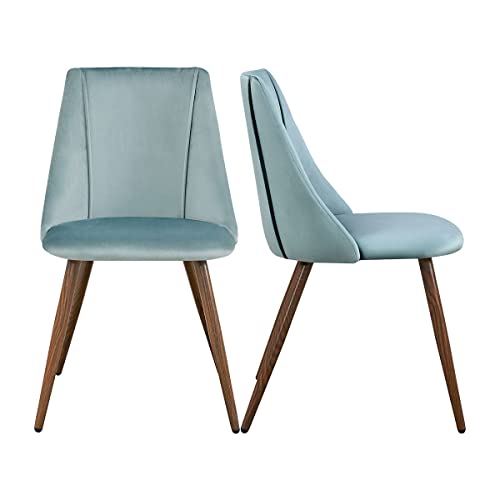 FurnitureR Juego de 2 sillas de Comedor escandinavas, Silla Decorativa tapizada de Mediados de Siglo, Silla de Ocio Moderna sin Brazos, Cocina, Sala de Estar, Aqua