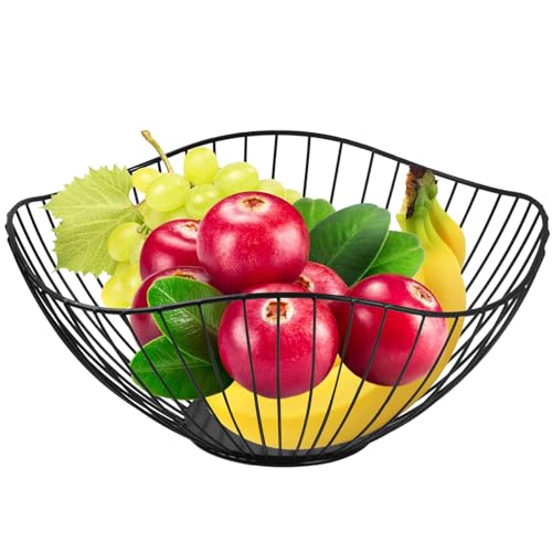 ✩【Stile geometrico】: Il nostro cesto di frutta nera è progettato in stile geometrico, con linee bellissime, aspetto bello, pratico e artistico. È una buona decorazione.