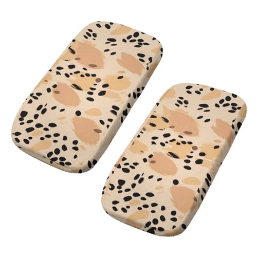 Tnasranmo Cozy Flannel Office Chair Armrest Pads 2-Pack Warm Office Chair Armrest Covers for Winter, Comfortable Arm Rest Pads for All Office & Desk Chair Arms - Leopard Print